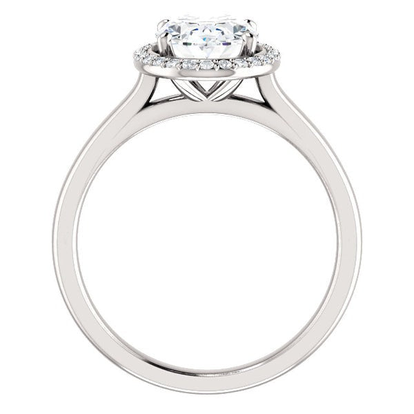Genuine Diamond Oval Ring 2.50 Carats Halo White Gold 14K