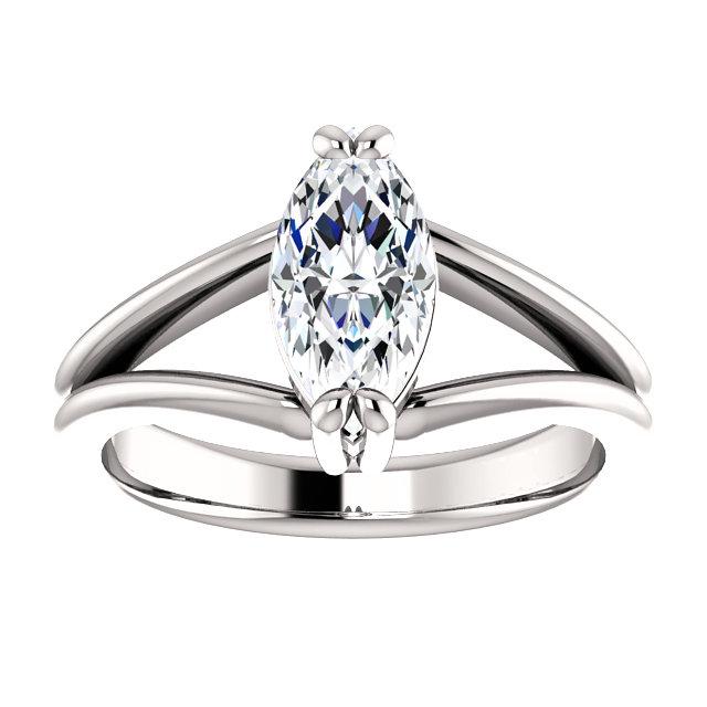 Genuine Diamond Solitaire Ring 1.50 Carats Double Claw Prong Set Split Shank - Solitaire Ring-harrychadent.ca