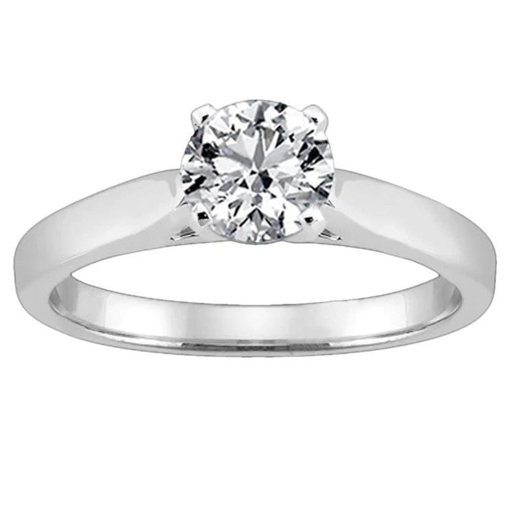 Genuine Diamond Solitaire Ring Cathedral Setting 1.50 Carats White Gold 14K