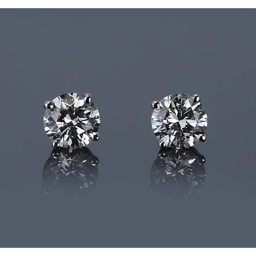 Genuine Diamond Stud Earring 1.50 Carats Prong Round White Gold 14K