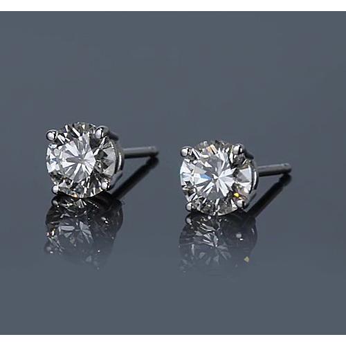 Genuine Diamond Stud Earring 1.50 Carats Prong Round White Gold 14K