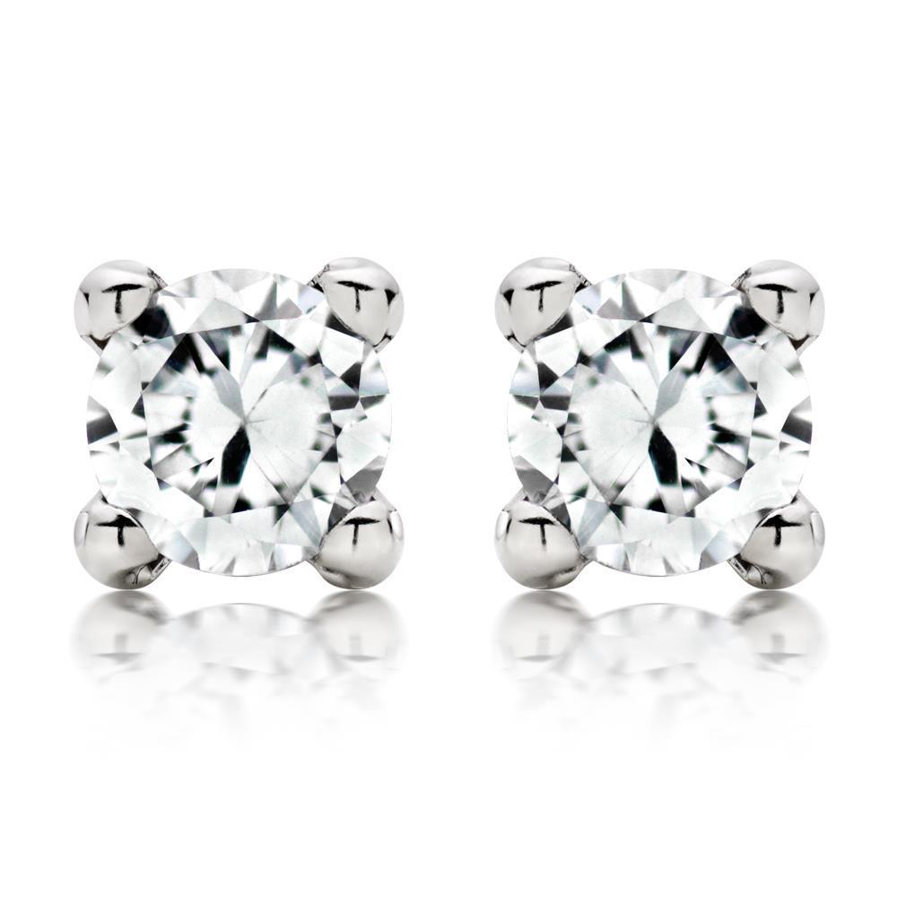 Genuine Diamond Stud Earring 3 Carats Four Prong Set White Gold Jewelry