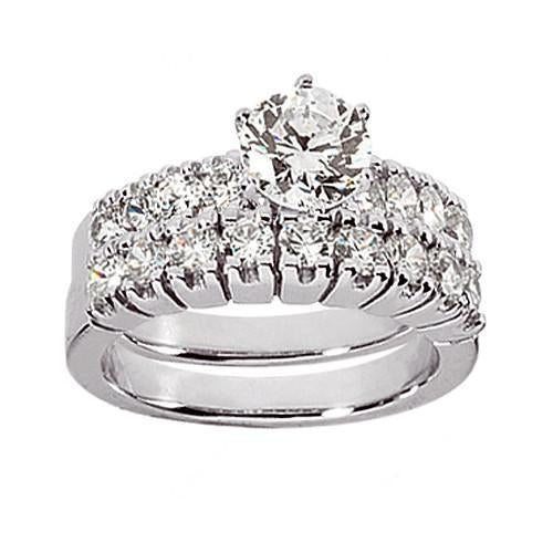 Genuine Diamonds Engagement Ring Set Real Genuine 3.50 Cts.