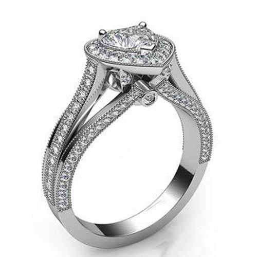 Genuine Heart Diamond Engagement Ring 6 Carats White Gold Fine Jewelry