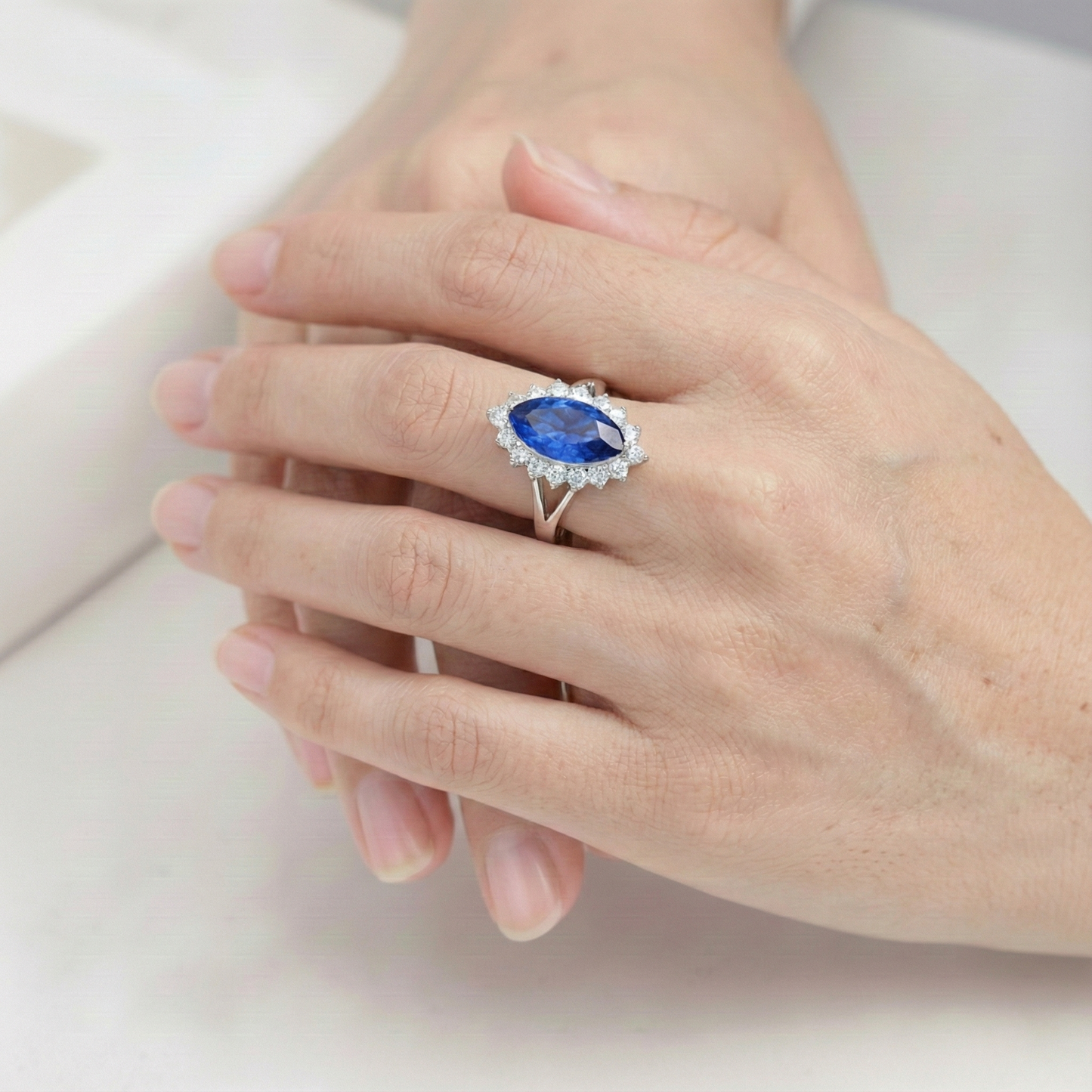 Genuine Marquise Sapphire Expensive Ring