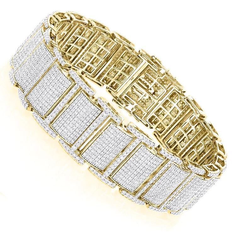 Genuine Round Cut 19 Carats Diamond Men's Ice Out Gold 14K Bracelet