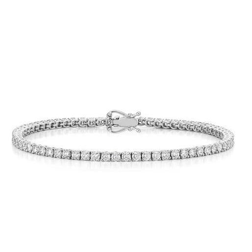 Genuine Round Cut 4.55 Carats Diamond Tennis Bracelet White Gold 14K