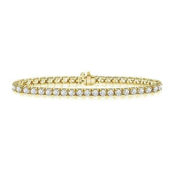 Genuine Round Cut 6.60 Carats Diamonds Tennis Bracelet 14K YG
