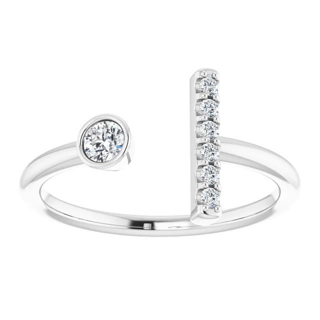 Genuine Round Diamond Bar Style Ring 0.48 Carats Women Jewelry