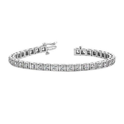 Genuine Round Diamond Tennis Bracelet Solid White Gold 7.40 Carats