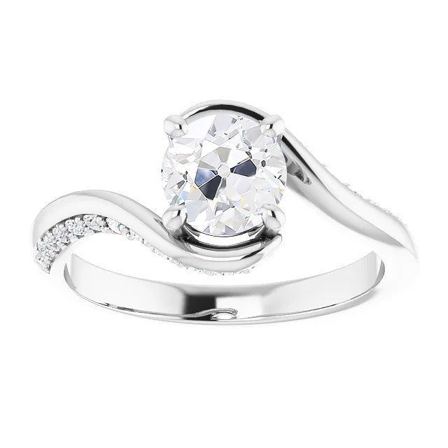 Genuine Round Old Cut Diamond Ring Freeform Shank Prong Set 4.50 Carats