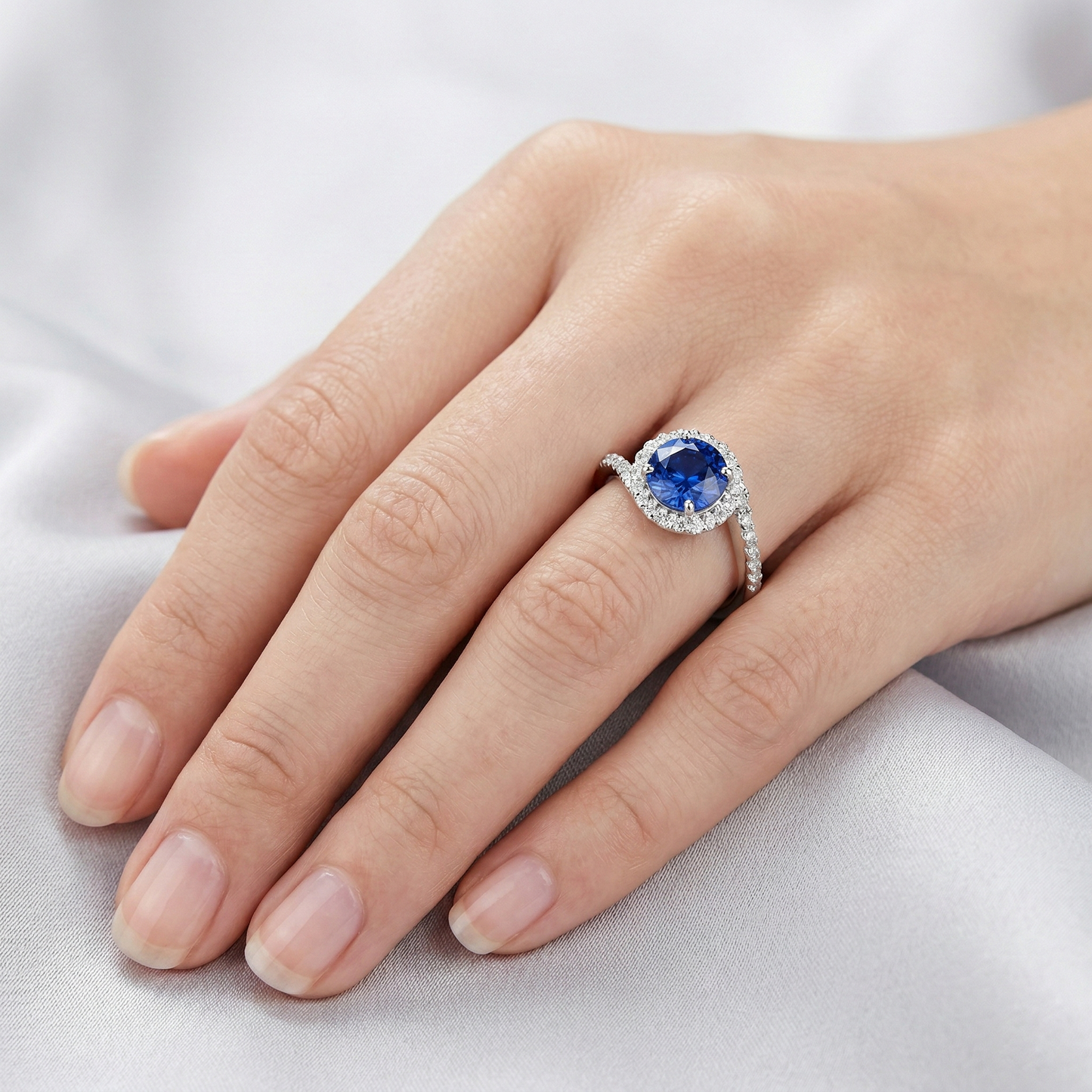 Genuine Sapphire With Natural Earth Mined Diamond ( Not Lab Grown ) Ring