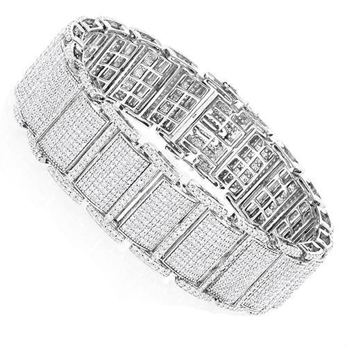 Genuine White Gold 14K 23 Carats Round Cut Diamond Men's Bracelet