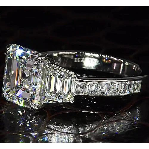 Glamorous 6ct Asscher Real Diamond Engagement Ring
