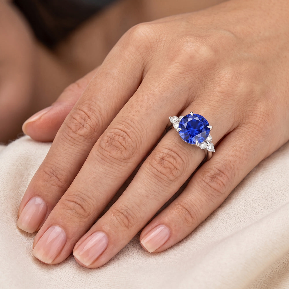 Gold 5ct Natural Earth Mined Diamond ( Not Lab Grown ) Sapphire Ring