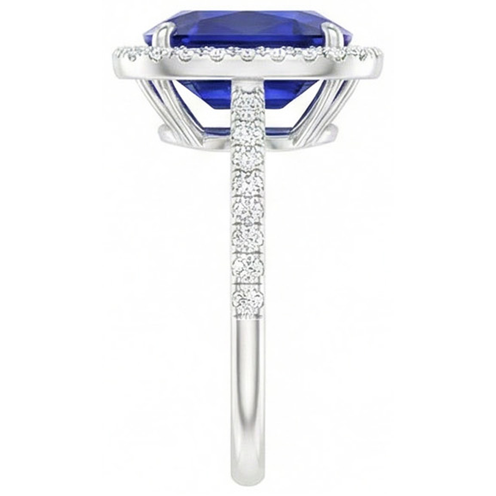 Gold 7 Carat Halo Sapphire Engagement Ring