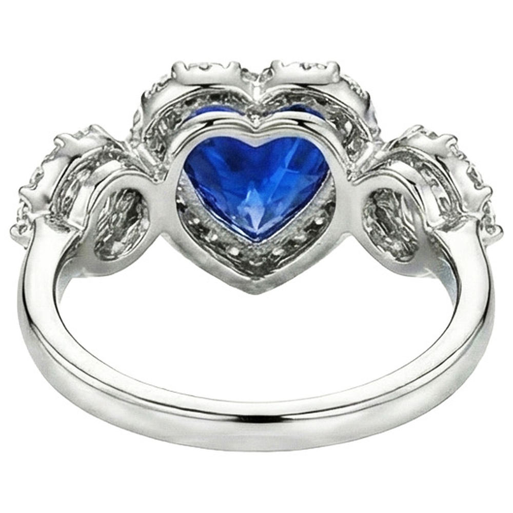 natural round sapphire 7ct ring on white background