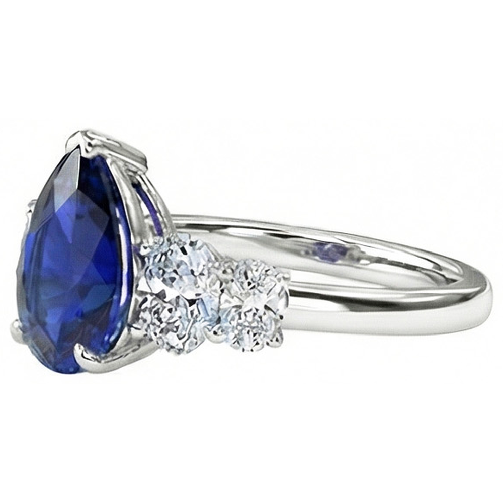 natural round sapphire 3.50ct ring profile view