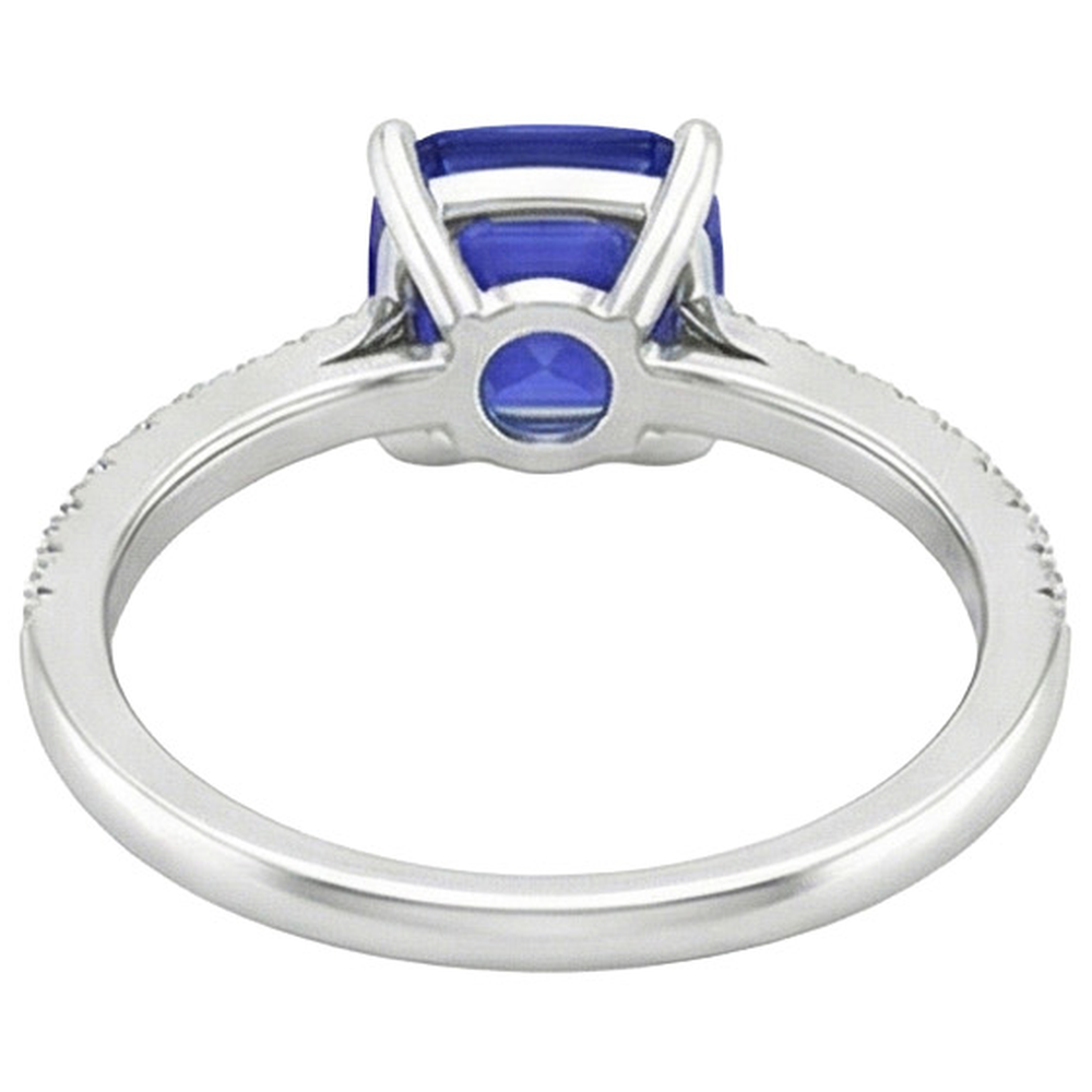 natural round sapphire 3ct ring on white background