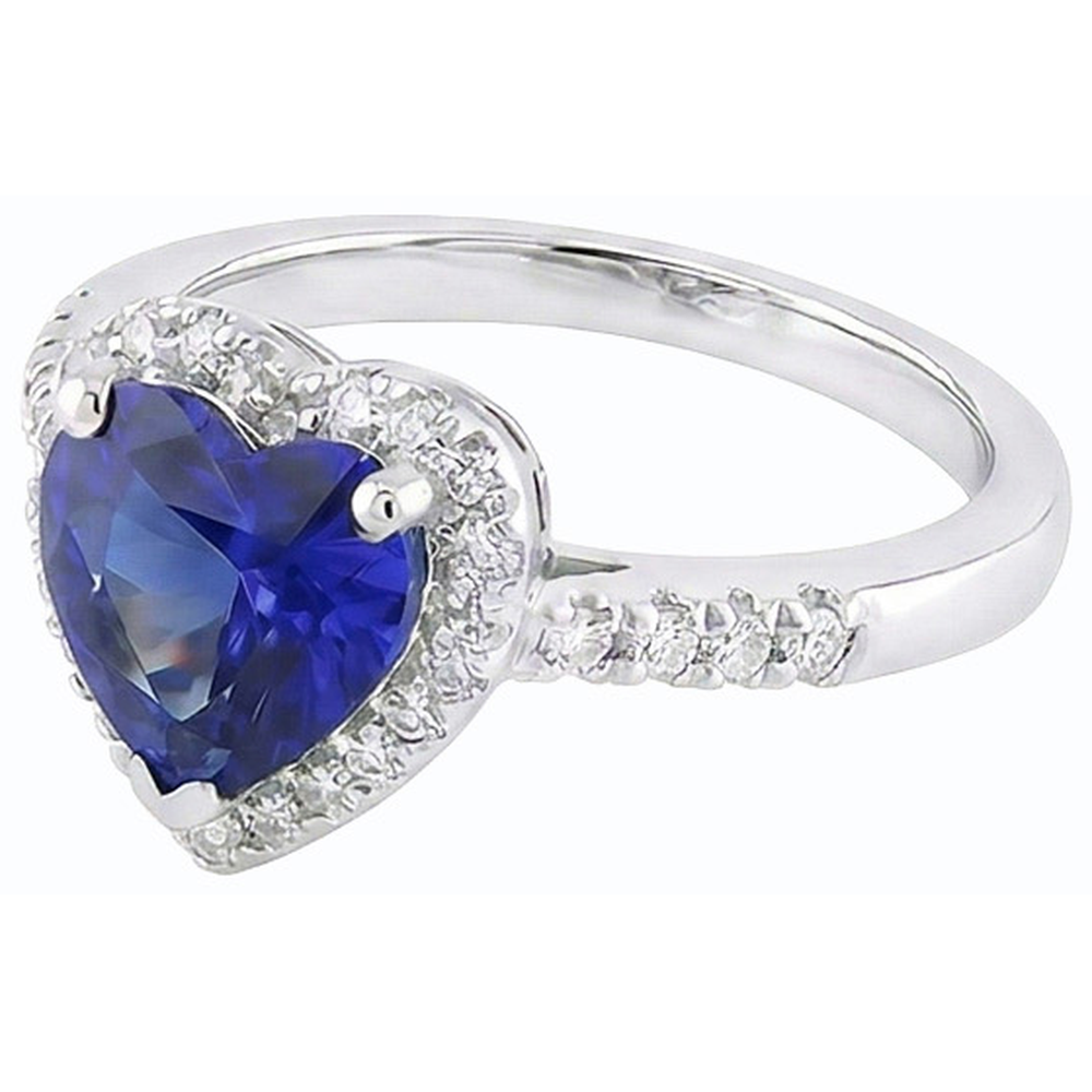 natural round sapphire 3.50ct ring on white background