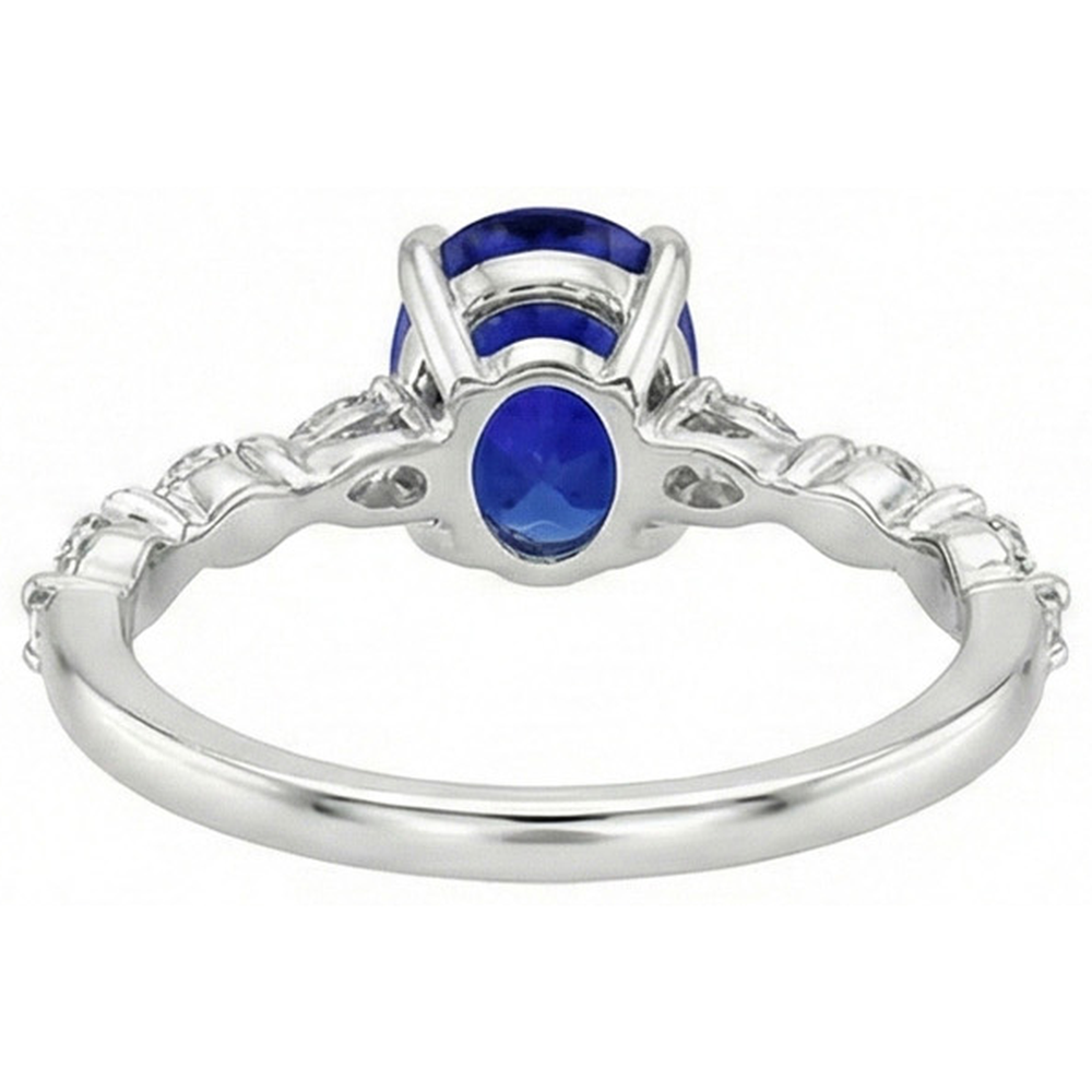 natural round sapphire 6ct ring on white background