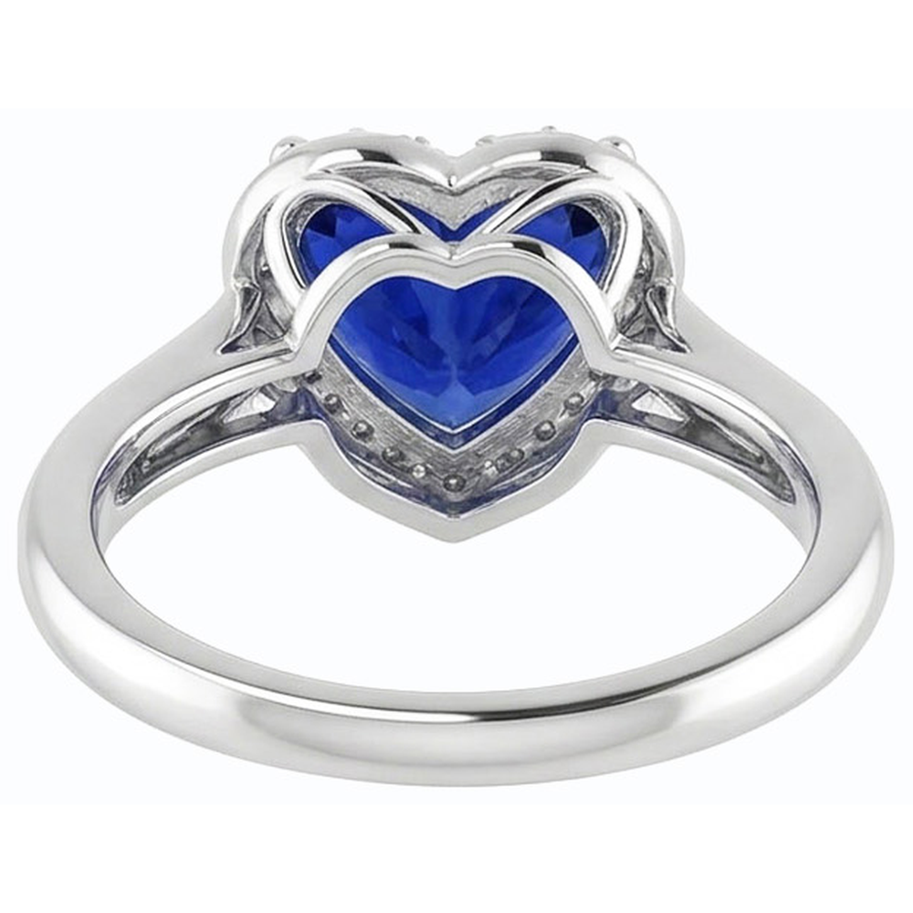 natural heart sapphire 2.50ct ring profile view