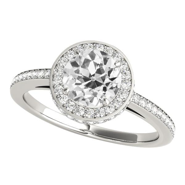 Gold Anniversary Halo Ring Round Old European Genuine Diamond 5 CaratsGold Anniversary Halo Ring Round Old European Genuine Diamond 5 Carats