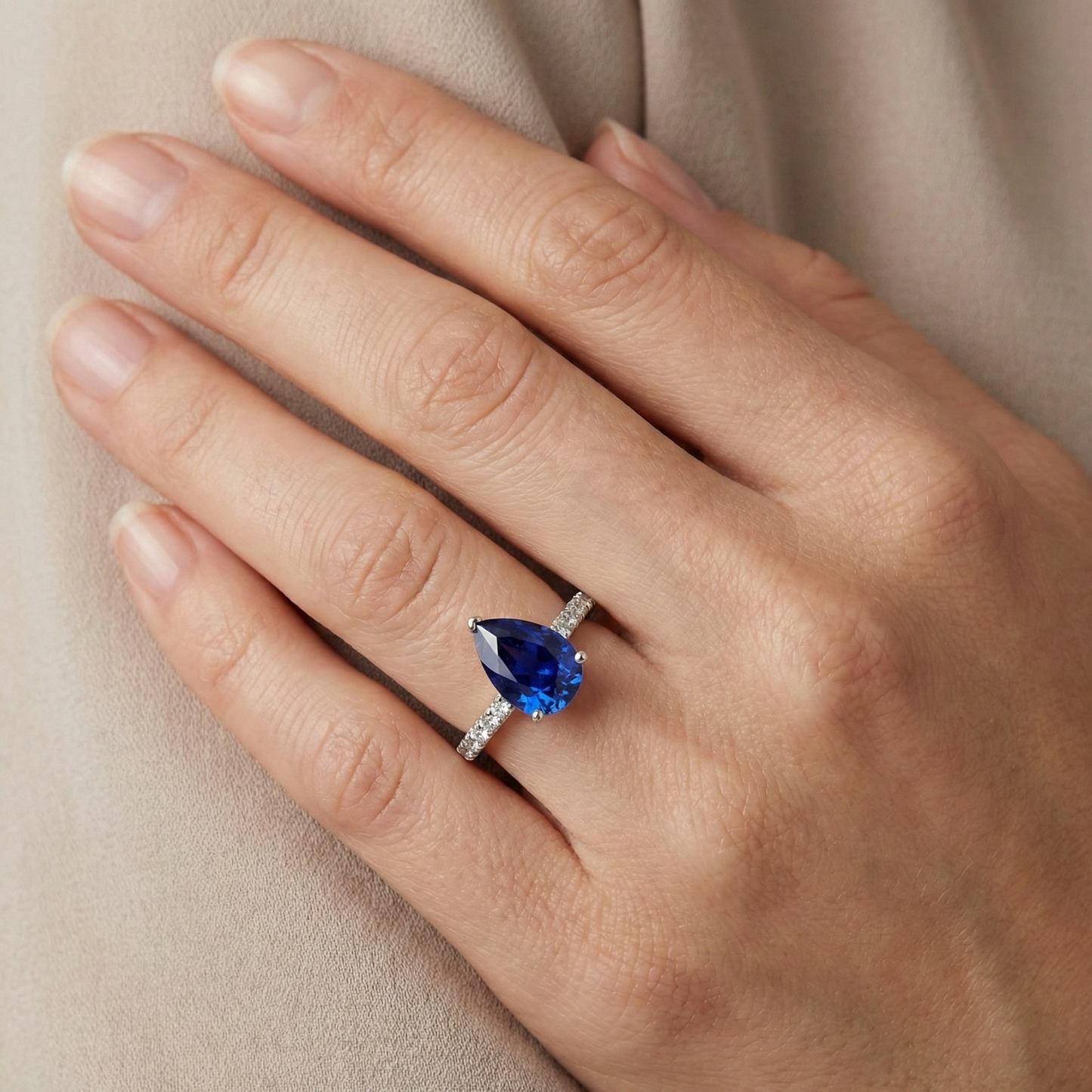 Gold Gemstone Ring Blue Sapphire With Natural Earth Mined Diamond ( Not Lab Grown ) Accents 4 Carats