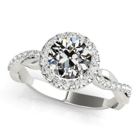 Gold Halo Ring Old Cut Real Diamond Pave Set Infinity Style 4.50 Carats