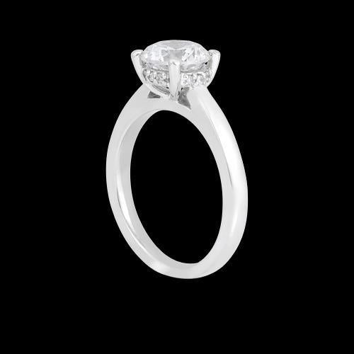 Gold Hidden Halo Real Diamond Engagement Ring With Accents