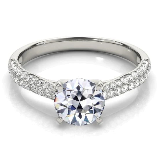 Gold Old Mine Cut Genuine Diamond Ring Double Row Pave Set Jewelry 4.50 Carats