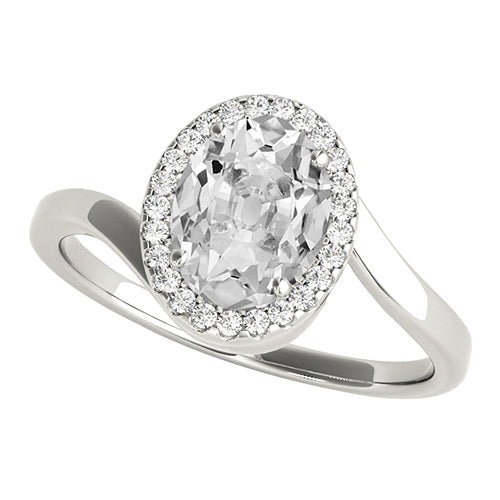 Gold Oval Old Miner Real Diamond Halo Ring Twisted Shank 5.50 Carats - Halo Ring-harrychadent.ca