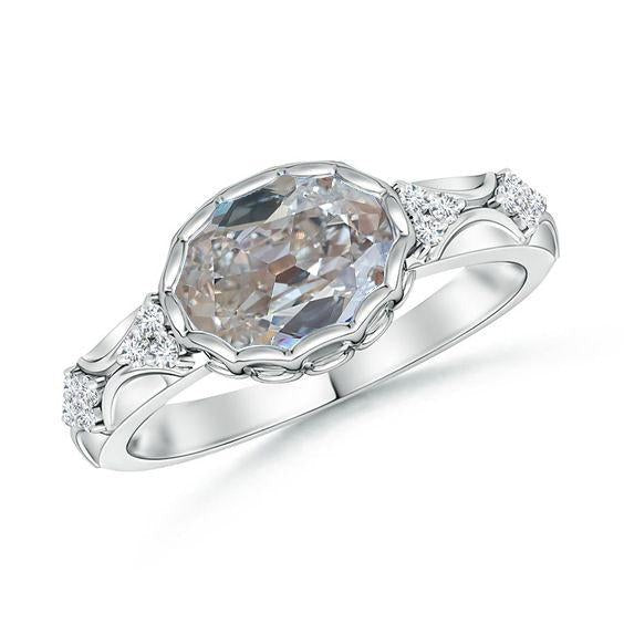 Gold Real Diamond Jewelry Ovalish Old Miner Ring 2.50 Carats Vintage Style - Engagement Ring-harrychadent.ca