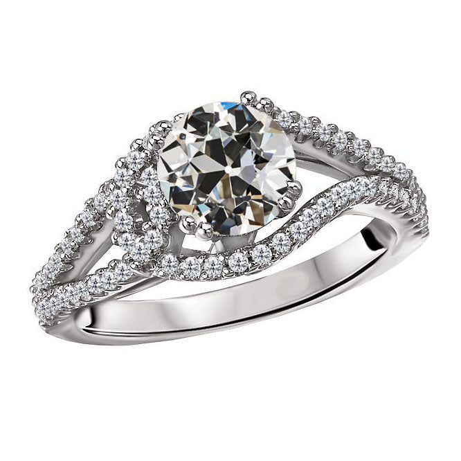 Antique Cushion Diamond ring in 14K White Gold – main view
