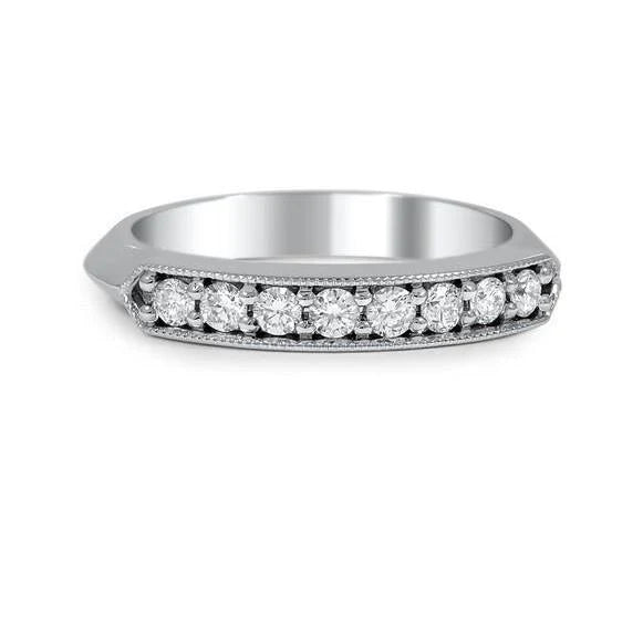 Gold White 2.00 Ct Sparkling Brilliant Lab Grown Diamonds Ladies Engagement Band