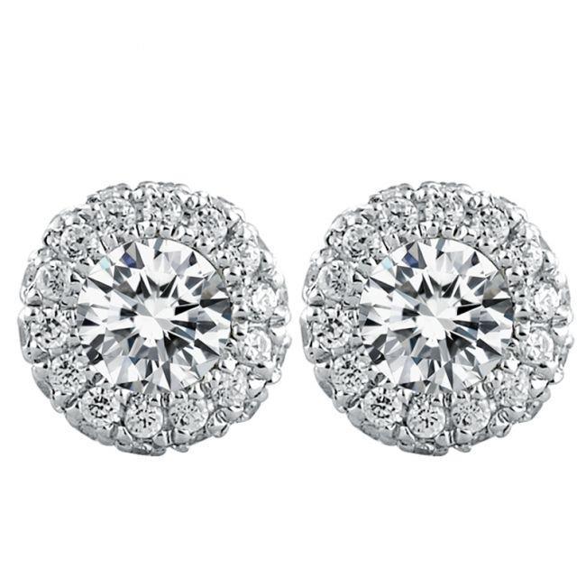 Gorgeous 3.40 Carats Round Cut Halo Real Diamond Ladies Stud Earrings