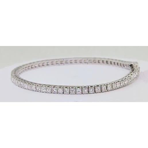 Gorgeous 7 Carats Real Princess Cut Diamond Tennis Bracelet Gold 14K
