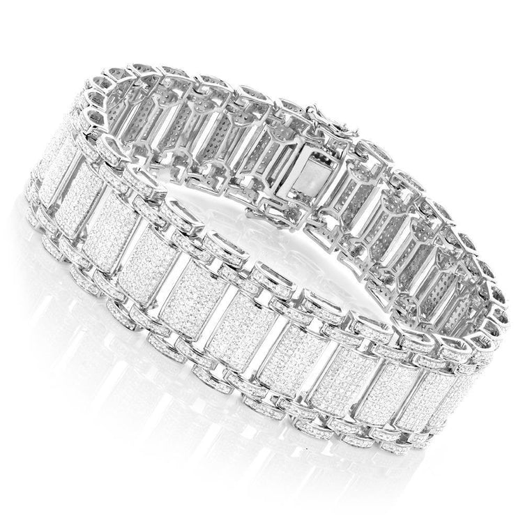 Gorgeous Round 43 Carats Real Diamond Men Bracelet White Gold 14K