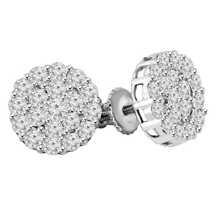 Gorgeous Round 4 Carats Natural Diamond Women Stud Earring White Gold 14K