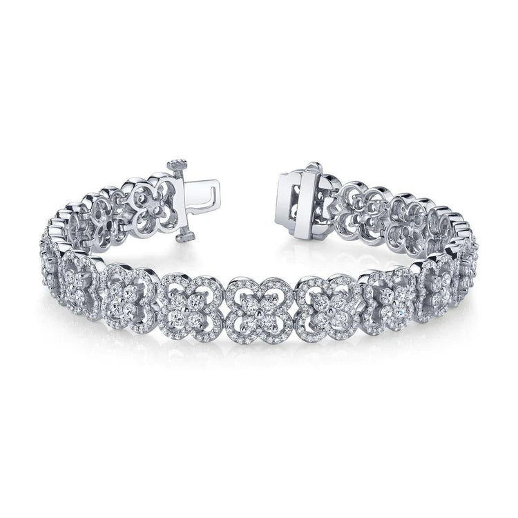 Gorgeous Round Cut 12.20 Ct Natural Diamonds Blossoming Beauty Bracelet White