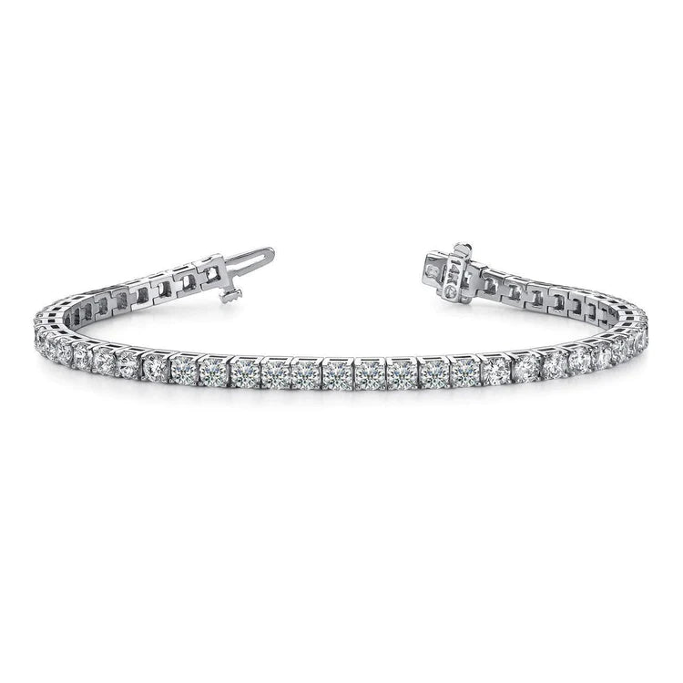 Gorgeous White Gold Round Cut 6.72 Ct Natural Diamonds Lady Tennis Bracelet