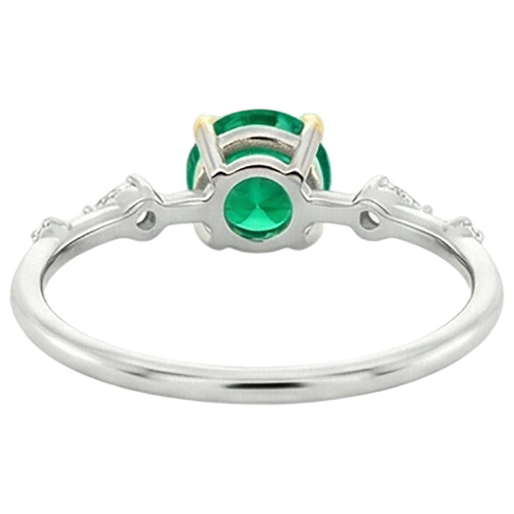 Earth-Mined Fine Emerald Precious Stone Ring 2 ct Two-Tone 14K Gold – top view