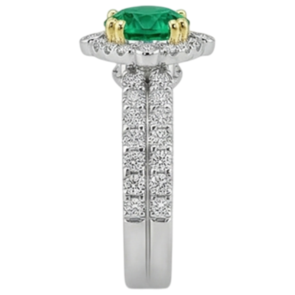 Gemstone Ring Two-Tone 14K Gold with Fine Emerald – back view