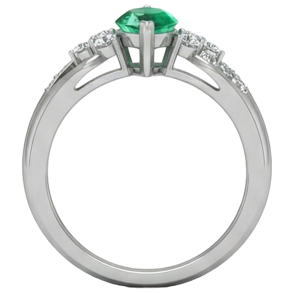 Green Emerald With Natural Earth Mined Diamond ( Not Lab Grown ) s 2.75 Ct. Engagement Ring White Gold 14K