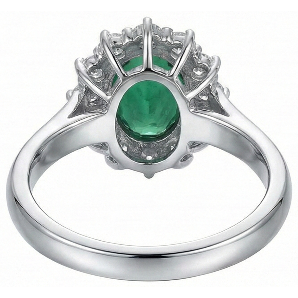 Green Emerald With Natural Earth Mined Diamond ( Not Lab Grown ) s Engagement Ring 3.50 Carats White Gold 14K