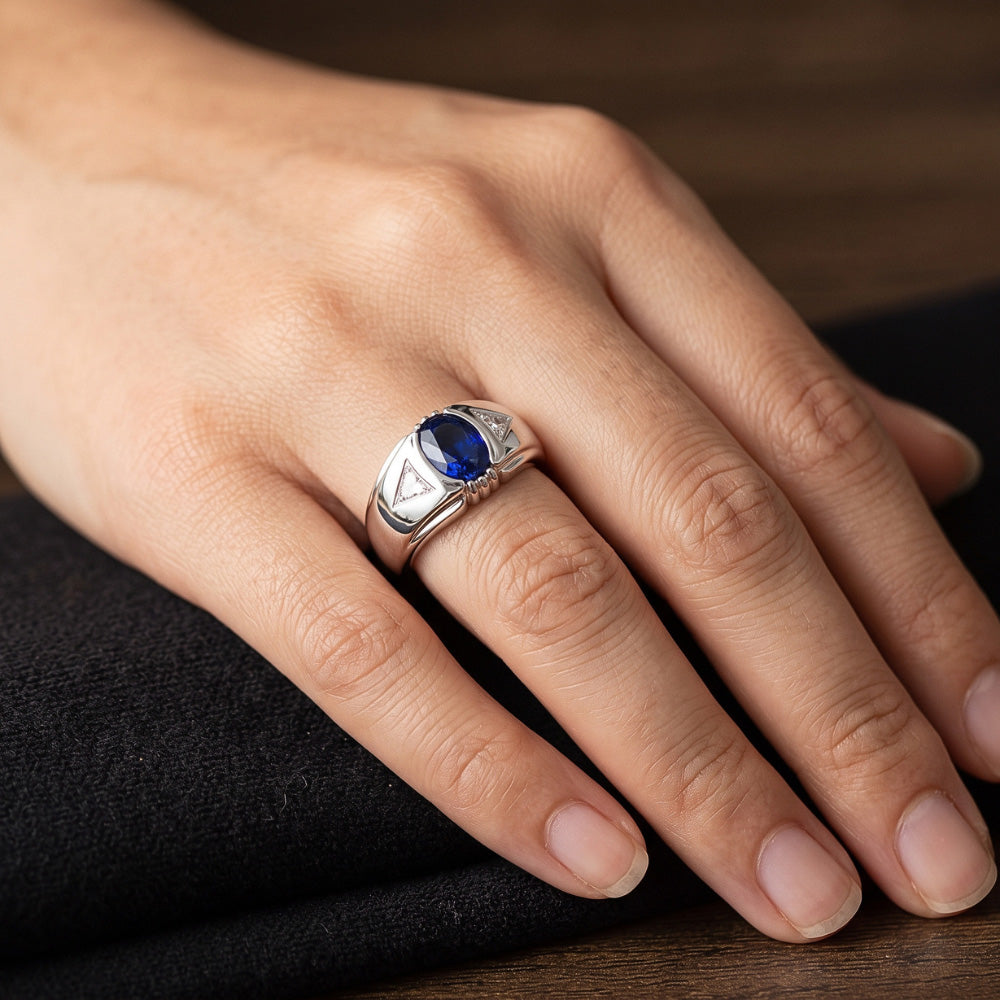 Gypsy Anniversary Ring Oval Ceylon Sapphire Vintage Style 1.25 Carats