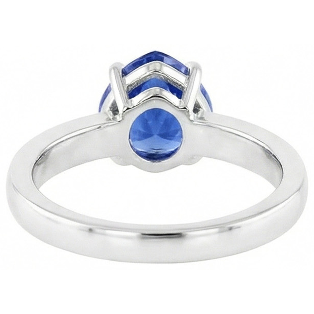 natural round sapphire 2ct ring profile view