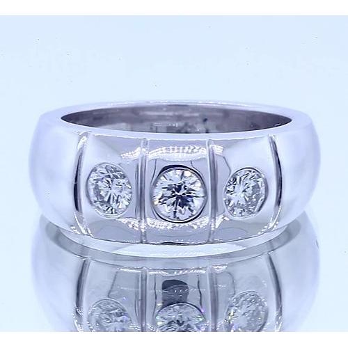 Gypsy Three Round Real Diamond Anniversary Band Jewelry
