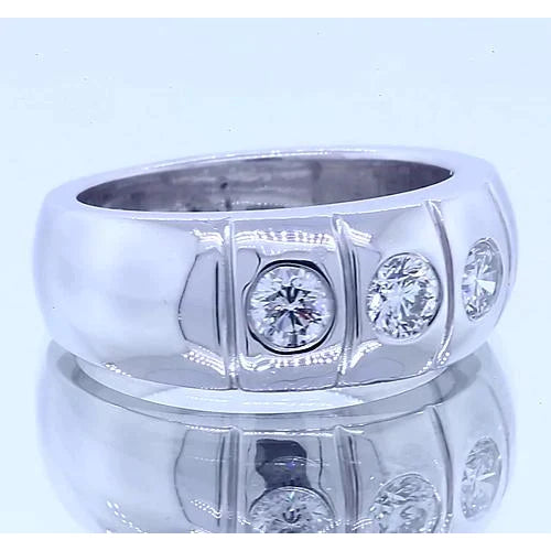 Gypsy Three Round Real Diamond Anniversary Band Jewelry