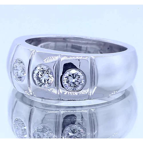 Gypsy Three Round Real Diamond Anniversary Band Jewelry